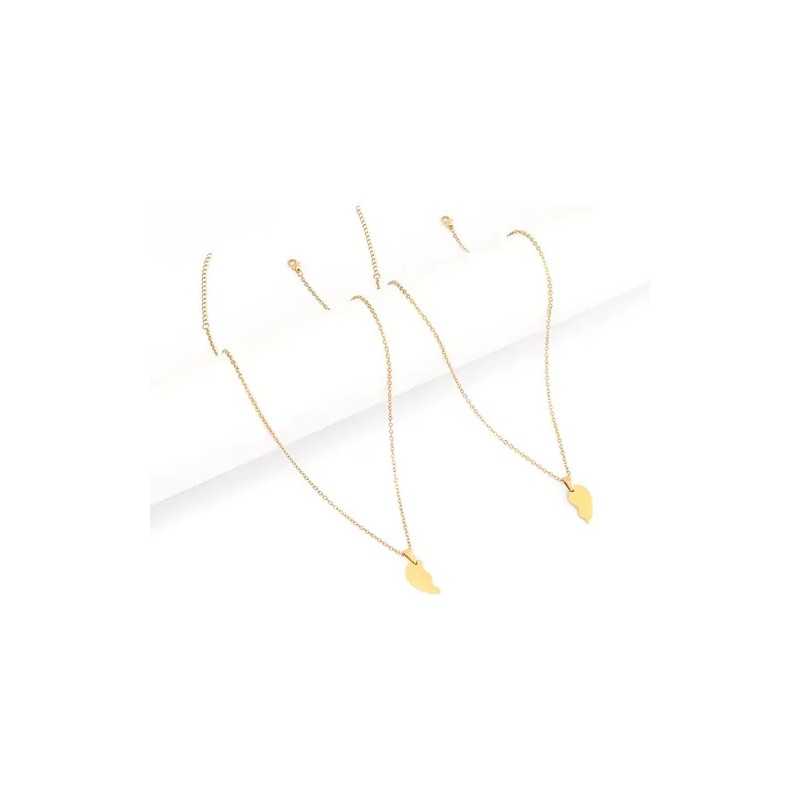 2 Collares De Pareja Corazón Partido Acero Inoxidable Amor