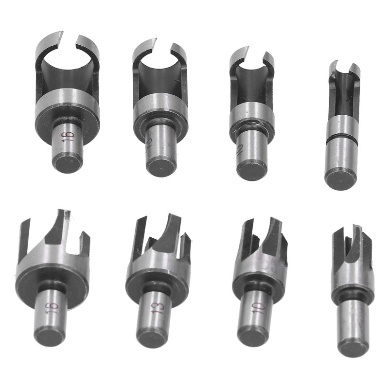 8Pcs Wood Plug Drill Bit Cutter Carbon Steel Industrial Barrel