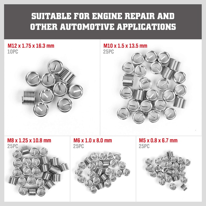 Metric Helicoil Thread Repair Kit: 131-Piece Heli Coil HSS Drills