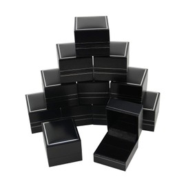boxdisplays 12 Luxury Jewellers Jet Leatherette Ring Boxes for Jewellery Display Gift Anniversary Engagement Box