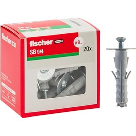Fischer Pack of 20 SB 9 Dowels with Screw M4 Universal for Mounting on Wall and Concrete