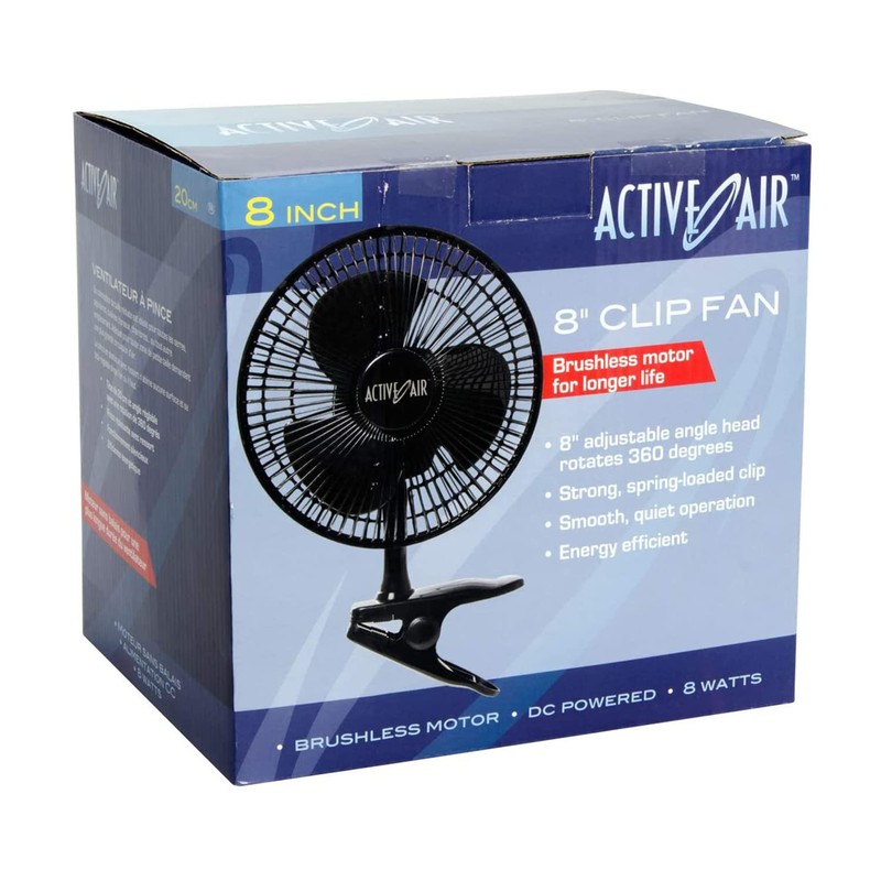 Active Air 7.5W Ultra Quiet Brushless Clip Fan, 8"