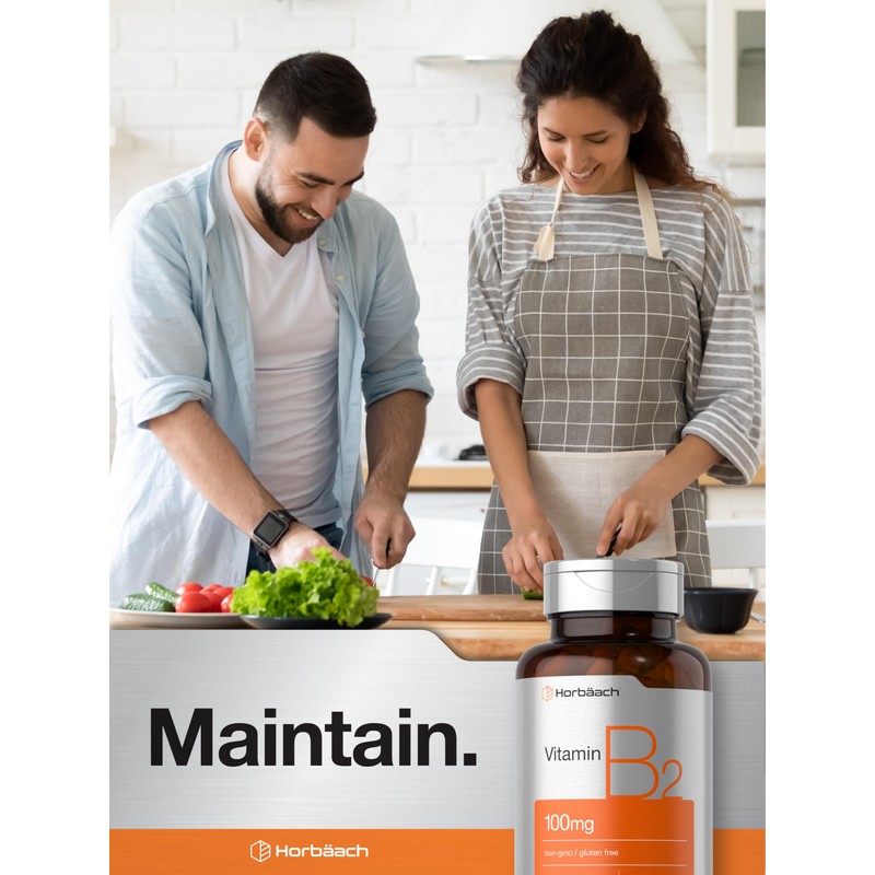 Horbäach Vitamin B2 100mg | 180 Capsules | Riboflavin Supplement