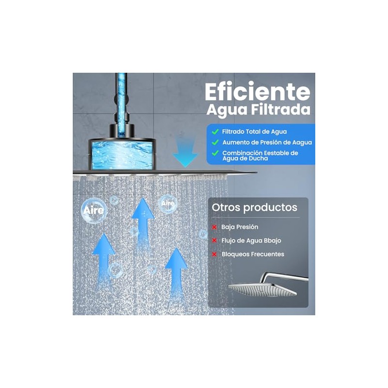Regaderas para Baño con Filtro y Brazo de Extensión, 10"