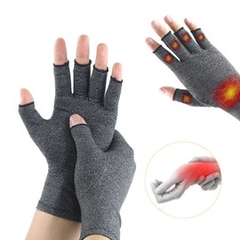 Chargenyang 2 Pairs Arthritis Gloves Compression Arthritis Pain Wrist Support Brace gloves Compression Gloves for Men & Women (Grey, L)
