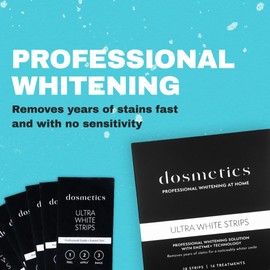 Dosmetics Ultra Teeth Whitening Strips with Papain, Papaya 28 Piece Sensitive Teeth Whitening Strips, Non Slip Whitener Strips Reduced Sensitivity, Whitening Strips Coffee Wine Stains, 14 Applications