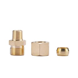 Brass Compression Tube Pipe Fitting Connector, Straight Coupling Adapter, 3/8" Tube OD x 1/8" NPT Male Connector 5pcs (3/8" OD Compression x 1/8" NPT Male)