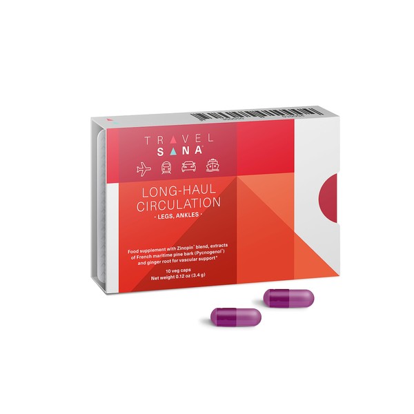 TRAVELSANA Long-Haul Circulation |Pycnogenol 100mg |Reduces Swollen Legs and Ankles