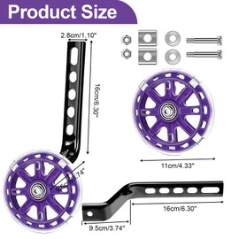 Kids Bike Stabilisers for Childs, Bicycle Training Flash Wheels for Kids Compatible with 12 14 16 18 20 Inch Kids' Variable Bicycles & Single-Speed Bikes.(Purple)