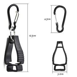 Samcos High Strength Glove Clip (Improved Carabiner), One Side Carabiner Type, Glove Clip, Anti-Lost Clip, For Glove Storage (Set of 3), Black