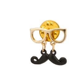 Brooch Lapel Pin for Men Black Moustache with Spectacles Badge Coat Suit Wedding Gift Party Shirt Collar Accessories