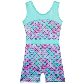 TFJH E Girls Practice Outfits Gymnastic Leotards Shorts Ballet Dancewear Unitard 298 Cyan Scale 100