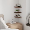 HORLIMER Floating Corner Shelf Wall Mount, 3 Pack Rustic Wood