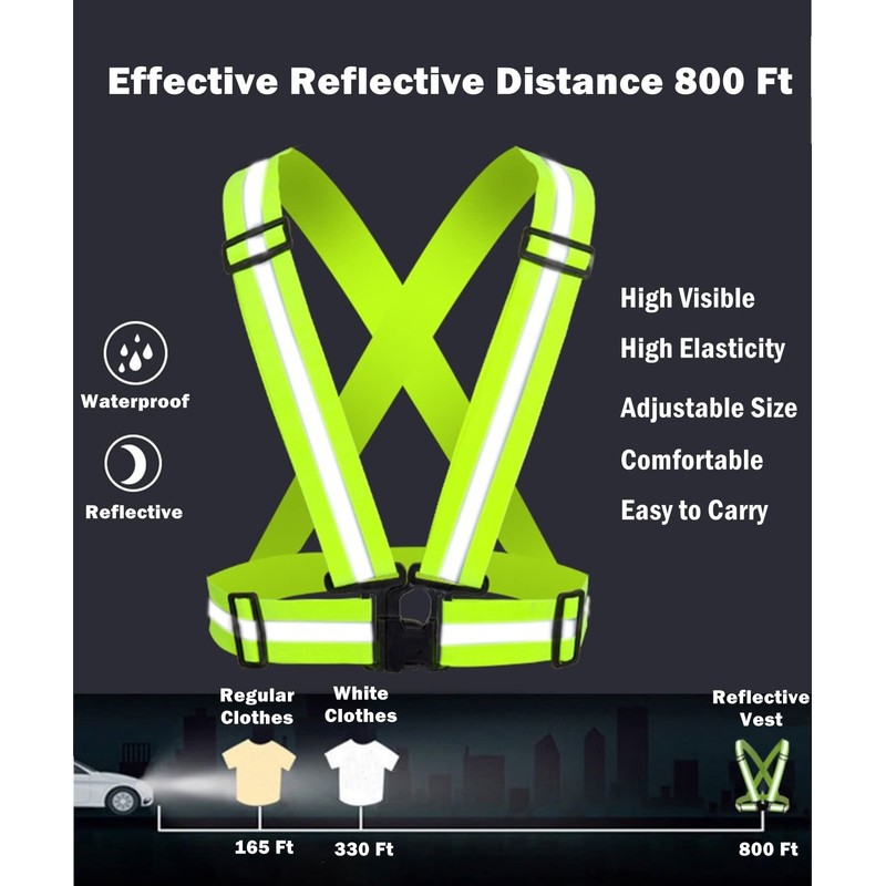 YUNLOVXEE Reflective Strap Safety Vest Gear - 2-10 Pack Adjustable