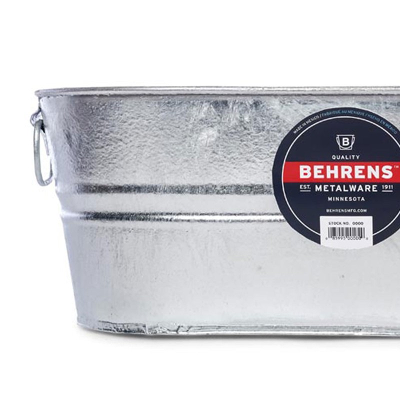 Behrens 0-OV Hot Dipped Galvanized Steel Oval PlanterTub, 5-1/2-Gallon, Silver