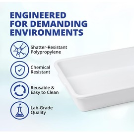 United Scientific Polypropylene Multi-Purpose Containment Tray - Lab Tray for Sterilizing & Drying Laboratory Supplies - Durable and Temperature Resistant Plastic - 15" L x 12" W x 3" H (1 Count)