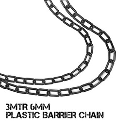 Black Plastic Chain Barrier 3 Meter Length, 6 mm Thickness | Plastic Chain Link for Crowd Control | Safety Link for Construction, Road Safety Warehouse | Plastic Chain Barrier for Warning