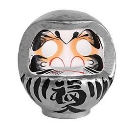 Takasaki Daruma HKDM-5-SL-11 Figurine, Silver, No. 5, 5.9 x 5.5 x 6.7 inches (15 x 14 x 17 cm)