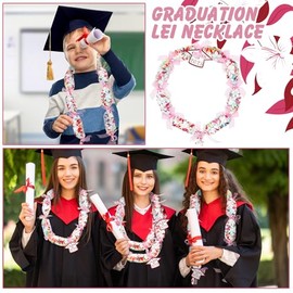 Junkin 24 Set Candy Lei Tubing Graduation Money Lei Making Kit Class of 2025 Hawaiian Congrats Grad Long Ribbons Dessert Filler for Party Graduate Gifts(Red)
