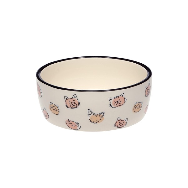 Pearhead Pet Bowl, Cat Feeding Bowl, Wet or Dry Food and Water Dish, Home Pet Accessories, Cat Faces Design, Holds 16 oz