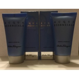 Salvatore Ferragamo ACQUA ESSENZIALE 1.7oz | 50ml x2 Shampoo & Shower Gel NIB