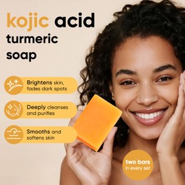 CADDISE Kojic Acid Turmeric Soap Bars – Dark Spot Remover & Skin Care, Handmade Face & Body Wash Bars with Niacinamide, Shea Butter, Tea Oil, Vitamin C (2 Pack, 8.5 Oz)