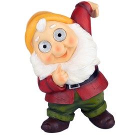 Blazin' Solar Garden Gnome Decor | Decoraciones de patio al aire última intervensión Adornos de césped | Figura de elfo de luz solar para patio, balcón, terraza | Resistente a la intemperie | Regalo de patio | Encendido/apagado automático - (rojo)