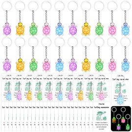 75PCS End of School Years Gifts Bulk 25 Luminous Positive Turtle Keychains 25 You're Turtley Awesome Cards 25 Bags Employee Appreciation Gifts for Nurse Classroom Graduation Teacher