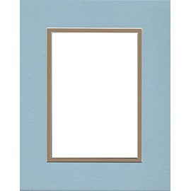 24x36 Double Acid Free White Core Picture Mats Cut for 20x30 Pictures in Sheer Blue and Khaki Brown