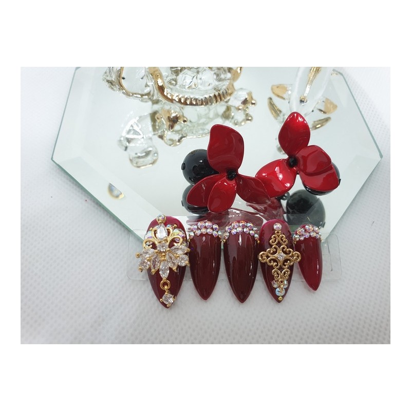 ❣High quality Red Money Nail Tips - Short Ballerina /