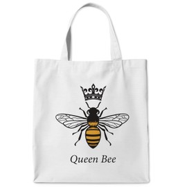 WAITPI Queen Bee Inspirational Canvas Tote Bag for Women - Aesthetic Bumble Bee Decor Gift for Wife, Friend - Reusable Shopping Bag