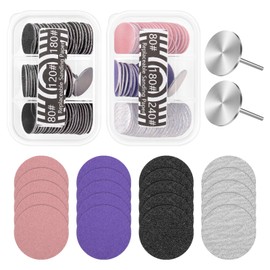 BELICOO Pack of 120 Sanding Discs Pedicure Set, 80/120/180/240 Grit Feet Grinder Sandpaper with 2 Metal Bits, 25 mm Replacement Sandpaper Foot Nail Cutter Attachments Bits for Electric Callus