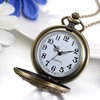 JewelryWe Vintage Brass Pocket Watch with Compass Necklace Twelve Constellation