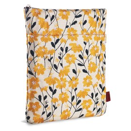 LParkin LParkin Daisy Flower Embroidery Book Sleeve with Zipper for Readers Protector Cover Gift for Book Lovers, 11x 8.5 Inch Washable Fabric, Daisy Yellow (Yellow)