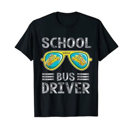 Q3XX Funny Sunglasses School Bus Driver Back To School T-Shirt