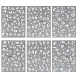 Dornail 6 Sheets 5D Embossed Lace Flower Nail Stickers,Hollowed Out White Flowers Nail Art Stickers Vintage Bohemian Totem Nail Decals for Women DIY Nail Art Supplies Nail Designs Nail Decorations