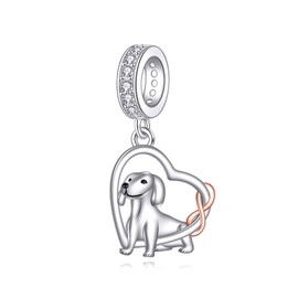 UCADRIT Dachshund Charm Sterling Silver Weiner Dog Charm for Bracelet Dachshund Jewelry Weiner Dog Gifts for Women, No Gemstone