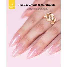 BURANO UV Nagellack Base Coat Gel, Nude Pink Nude Base Sparkle Nagellack Schimmer Gel Poliert Farbe, Jelly Gel Nagellack Soak off Diamantlack für Nägel (NU4)