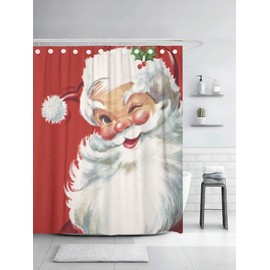 Sonernt Vintage Christmas Jolly Santa Claus Shower Curtain for Bathroom Polyester Durable Waterproof Bath Curtains Xmas Decor 72x72 Inches