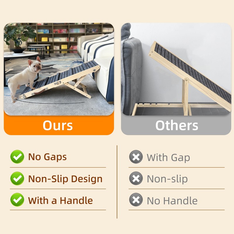 Dog Ramp for Bed-Non-Slip - Extra Wide Pet Ramp for