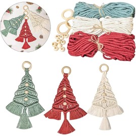 3PCS Christmas Tree Macrame Kit, Christmas Macrame Woven Tree DIY Kit, Woven Macrame Christmas Trees DIY Wall Hangings, Macrame Kits for Adults