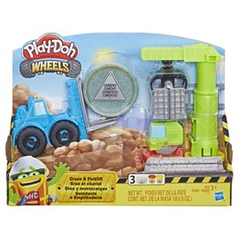Play-Doh Wheels Crane and Forklift Construction Toys with Non-Toxic Cement Buildin' Compound Plus 2 Additional Colors