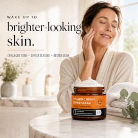 Vitamin C Night Cream For Skin Repair by Eve Hansen. Face Moisturizer is a Powerhouse Anti Aging Wrinkle Cream, Scar Cream, Skin Tightening Cream, Moi