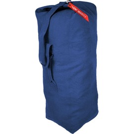 Top Load Heavyweight Cotton Canvas Tactical Military Duffle Bag Carryall Shoulder Storage Bulk Travel Bag, Navy Blue - 12" x 12" x 27"