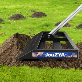 JouZYA Lawn Leveling Rake 30x10 inch, Lawn Leveler Tool with Stainless Steel, 80" Extended Handle, Heavy-Duty for Garden, Golf Course, and Farm