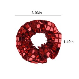 Cheerleading Hair Accessories with Glitter Sequin Hair Scrunchies for Cheerleader Cheerleaders Red Hair Bands for Girls Cheerleading Ponytail Holders for Women Girls Festival Hair Scrunchie