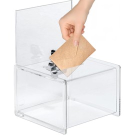 Mineup Acrylic Donation Box Lockable, Lockable Donation Box with Lock, 16 x 12 x 10 cm, Transparent Ballot Box, Acrylic Ballot Urn with Lock, Donation Box Sealed for Comments, Vote, Donations