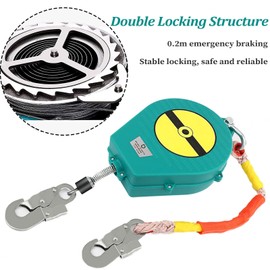 5m Automatic Retractable Fall Arrester Lifeline - High-Altitude Fall Protection for Roofing Construction - Personal Protective Equipment, Height Safety Device