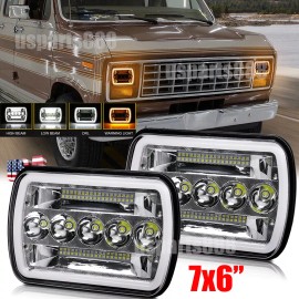 us- 2x 7x6"5x7 LED Headlights Fit Ford E-150 Econoline Club Wagon E250 E350 1979-91
