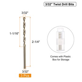 QUARKZMAN Pack of 3 Metal Drill Bits, Diameter 5.2 mm, M35 Stainless Steel Drill, HSS Twist Drill Bit for Metal, Steel, Aluminium, Plastic, Wood